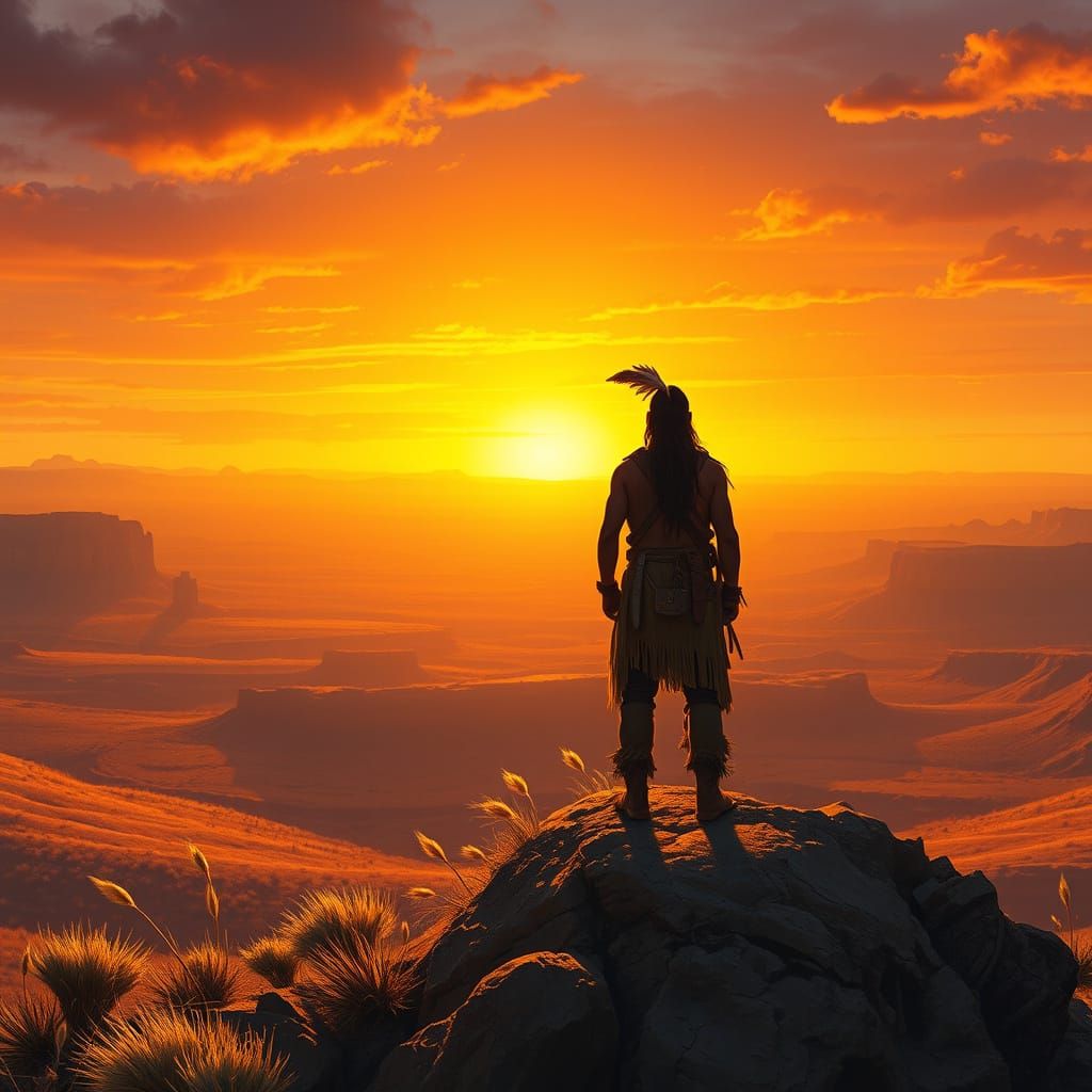 Native American Spirit on Windswept Mesa