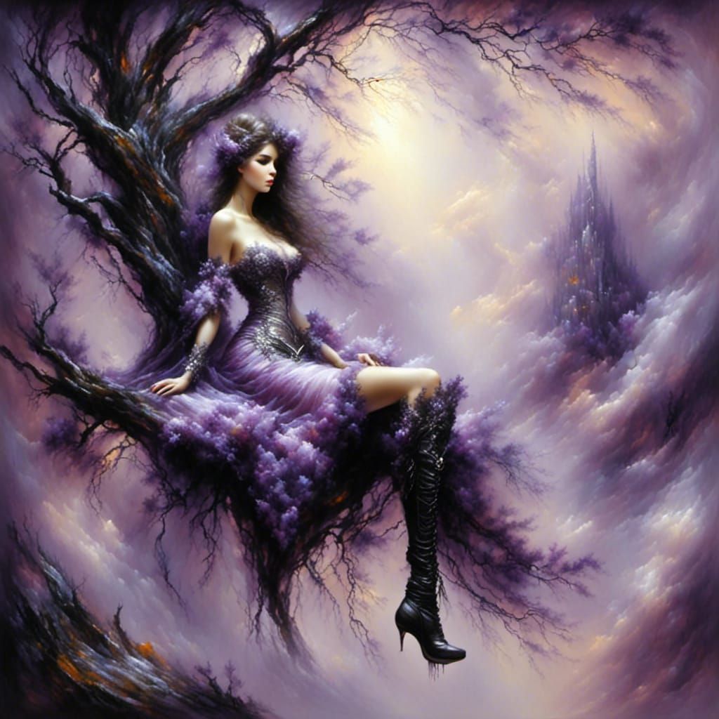 Abstract Portrait of Lady on a Rope Swing