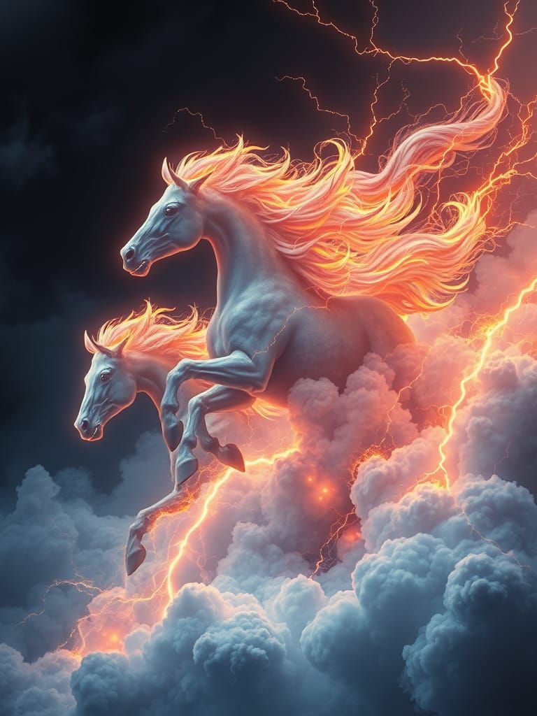 Celestial Stallions in a Hyperdynamic Style
