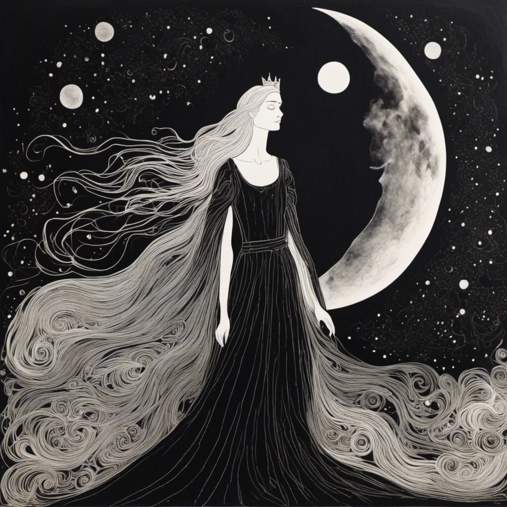 Moon Queen Portrait in Palekh Style