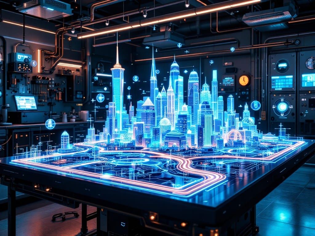 Cyberpunk Utopia Workshop: Futuristic City Schematics Unfold