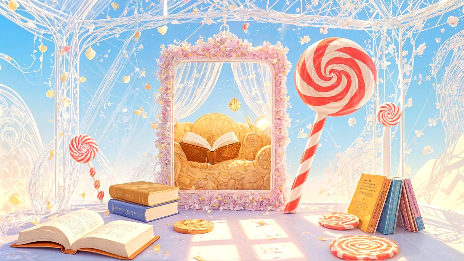 Whimsical Reading Nook Inside Giant Lollipop Frame