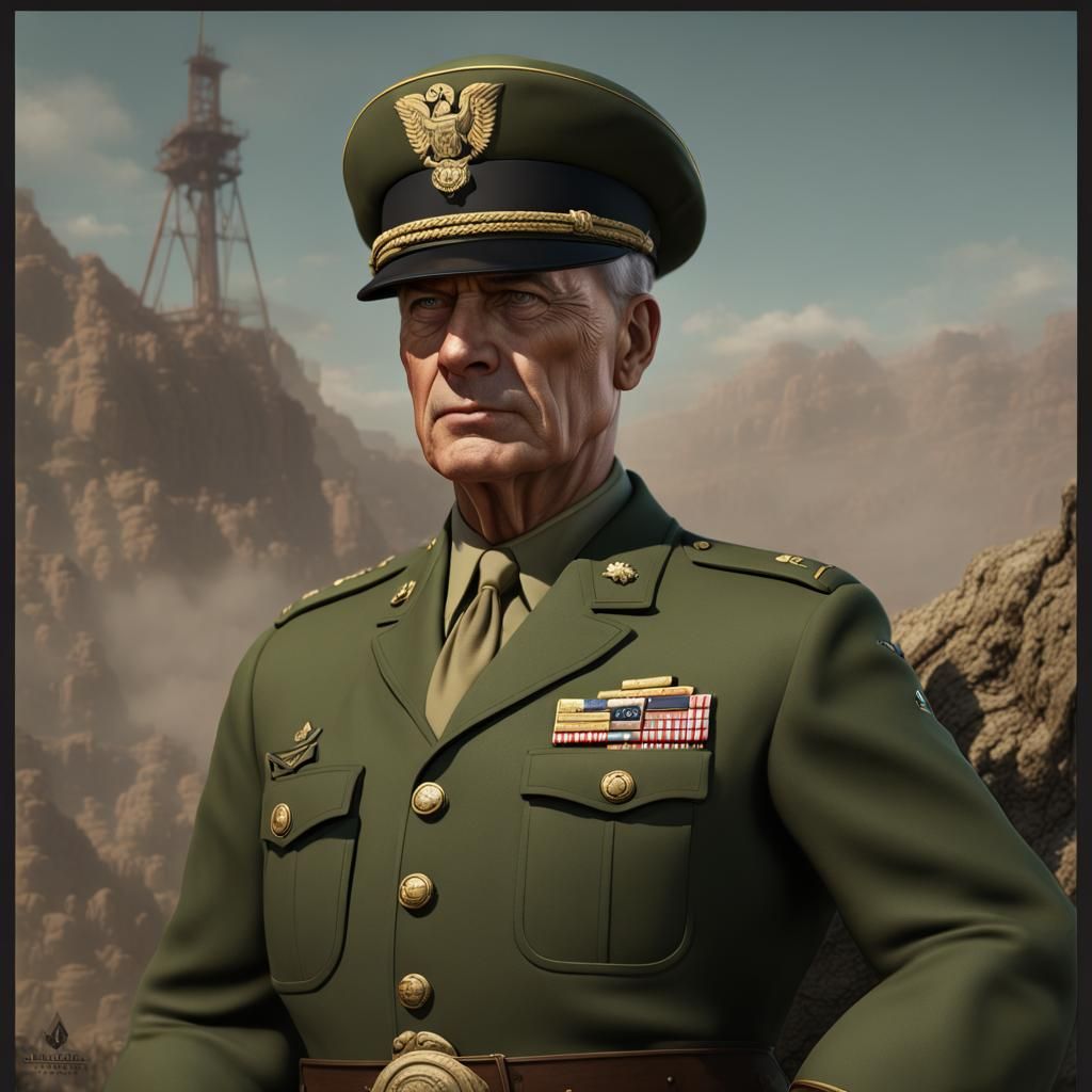 1950s US Army General Detailed Matte Painting