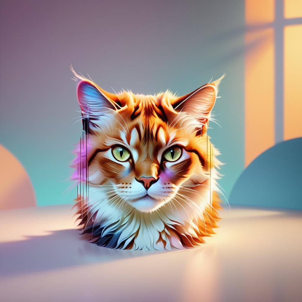 Woman Transforms into Cat: Fauvist Digital Portrait