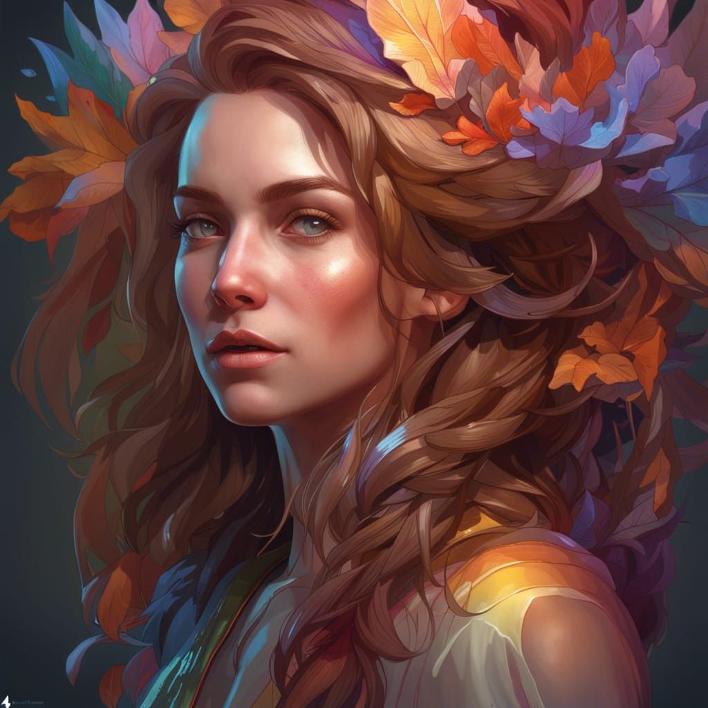 Detailed Portrait in Art Nouveau Style