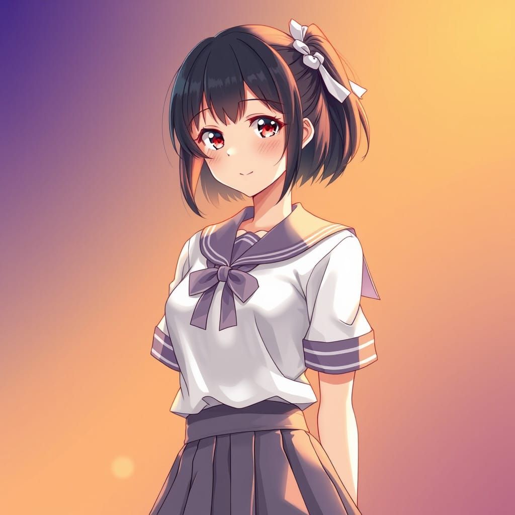 Anime Schoolgirl in Vibrant Manga-Inspired Setting