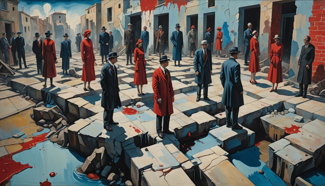 Social Commentary in Vibrant Oil Painting