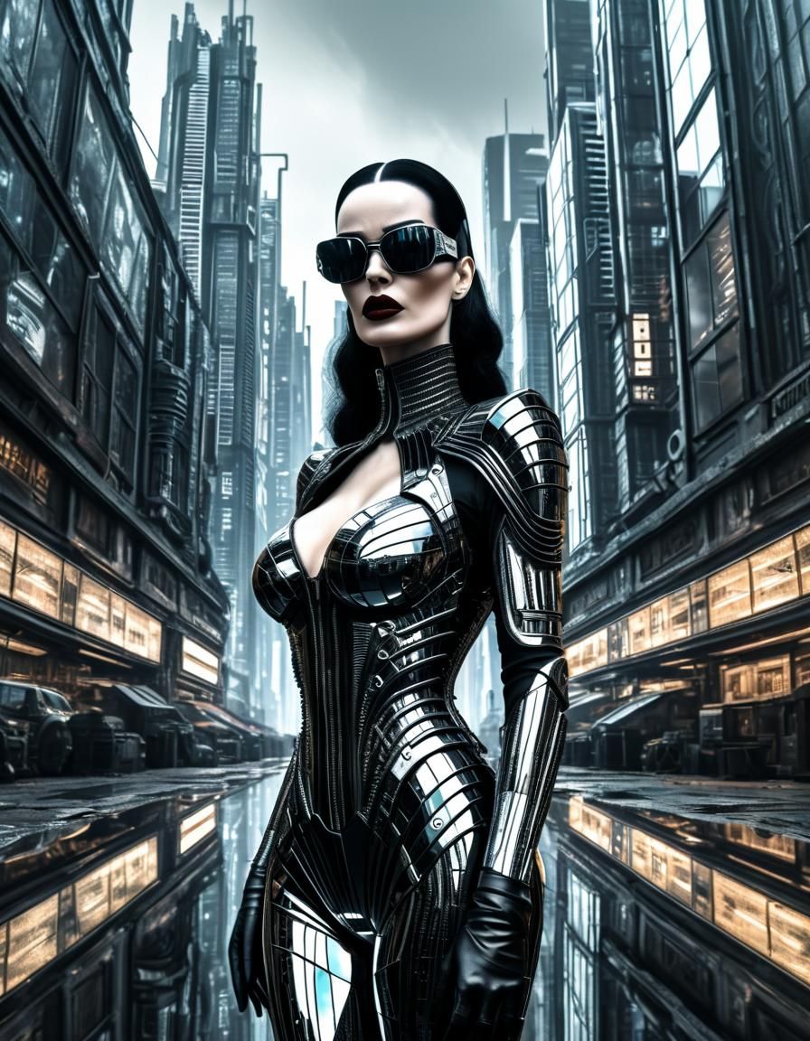 Cyberpunk Goddess in Mirrored Shades