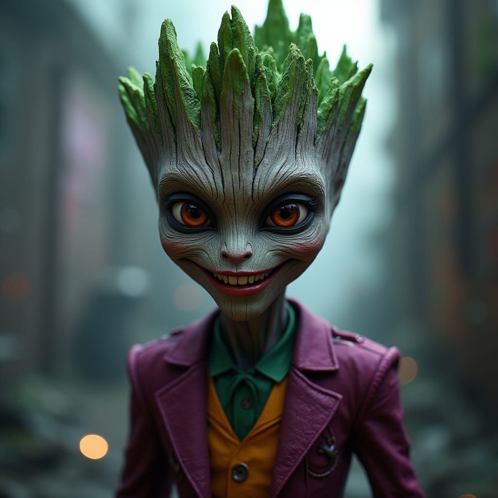 Sinister Smile of a Young Groot Joker Hybrid