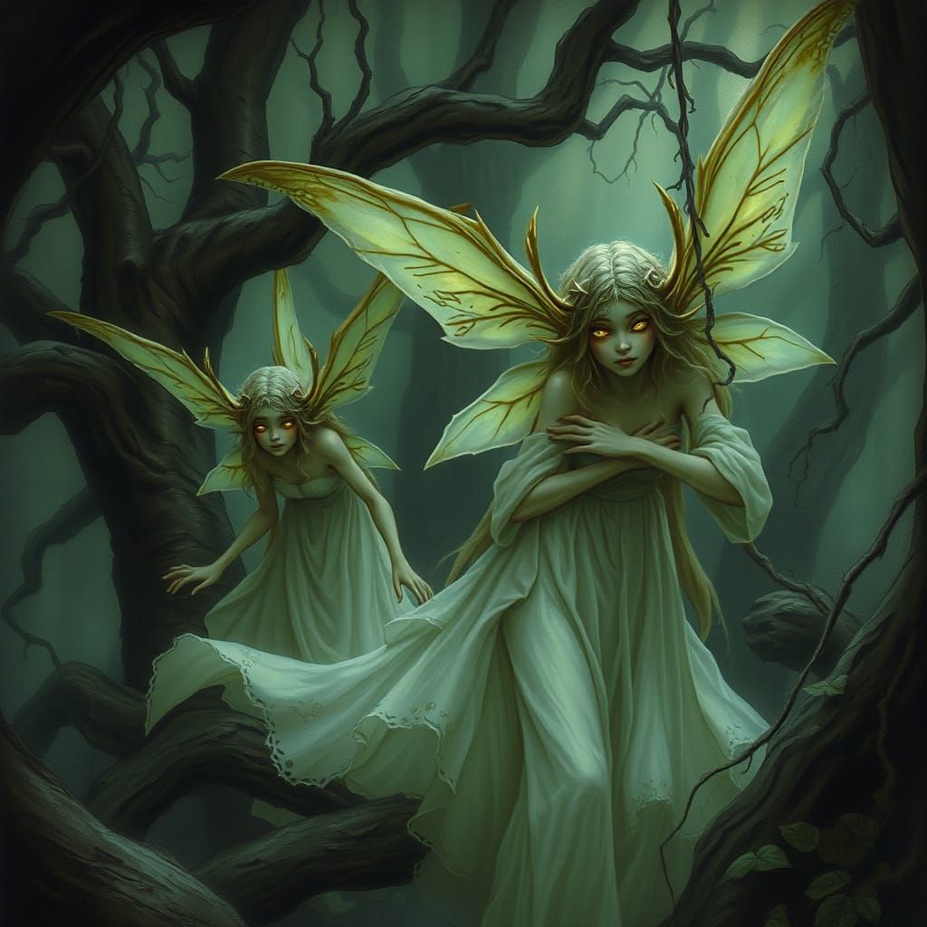 Mystical Fae Creatures in a Dark Realm