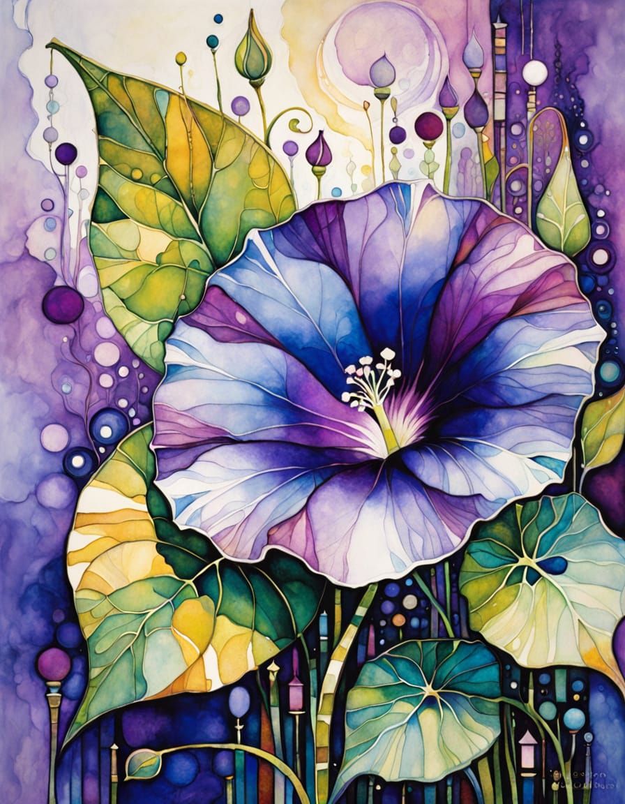 Ethereal Purple Morning Glory Macro View