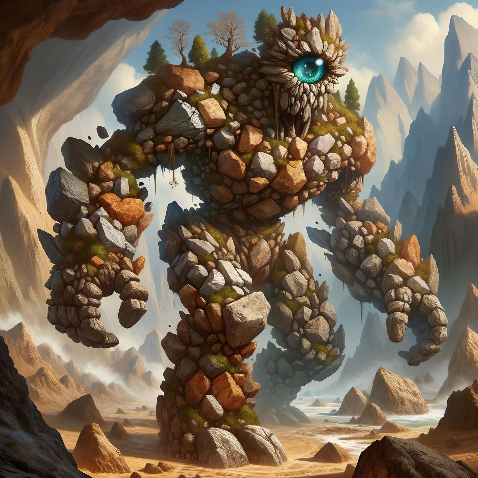 Epic Earth Weird Guardian Rising from Stone