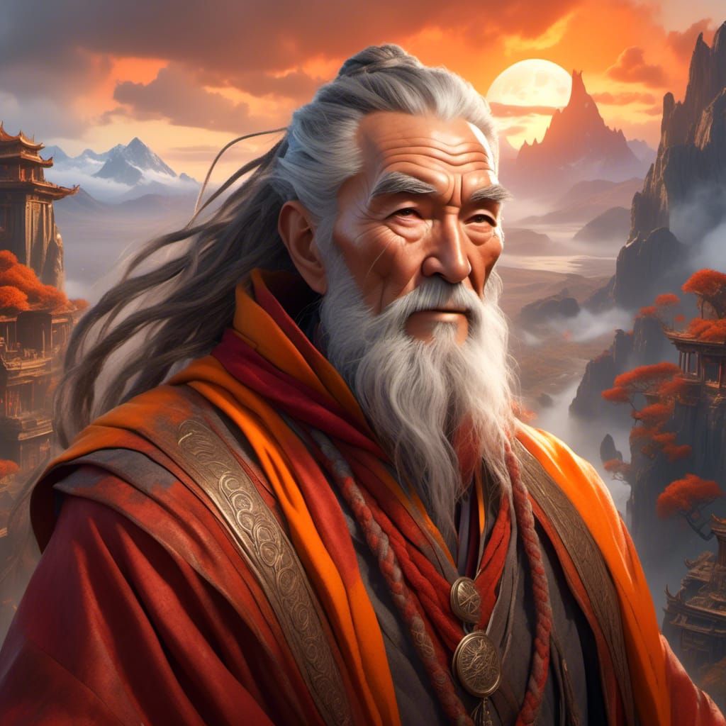 Elderly Wizard in Red Robes, Fantasy Concept Art