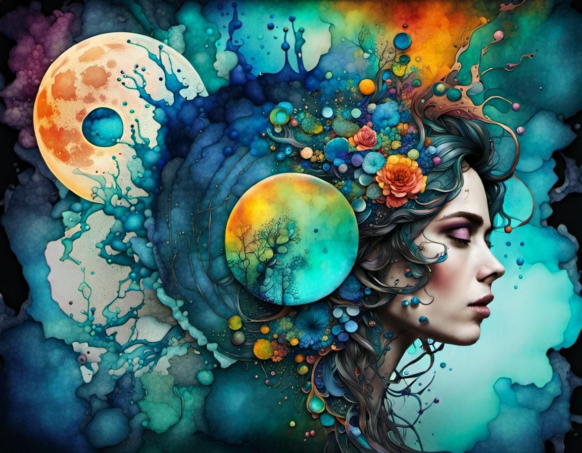 Surreal Bioluminescent Waterfalls in Mystical Forest