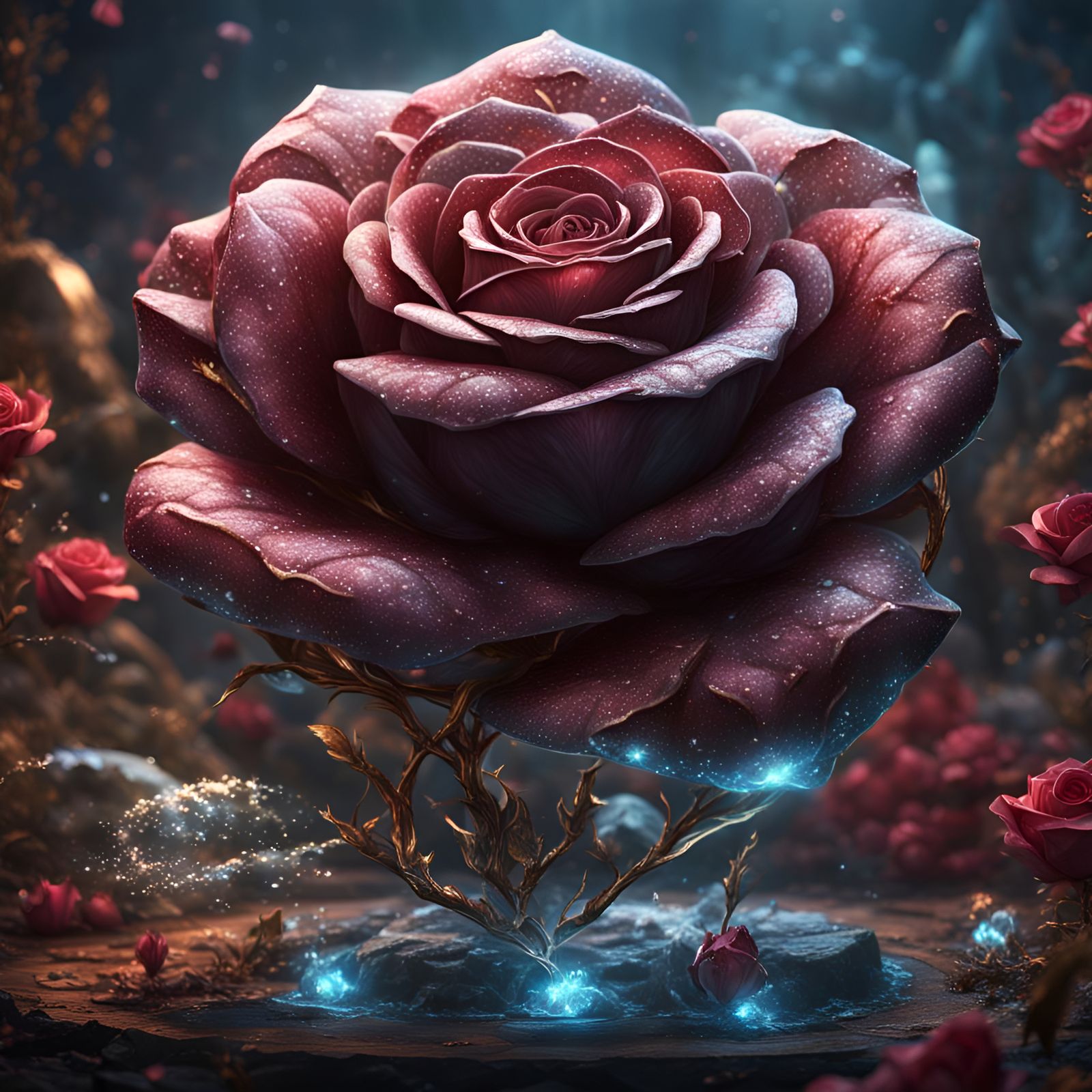 Detailed Diamond Rose Matte Painting in 8k