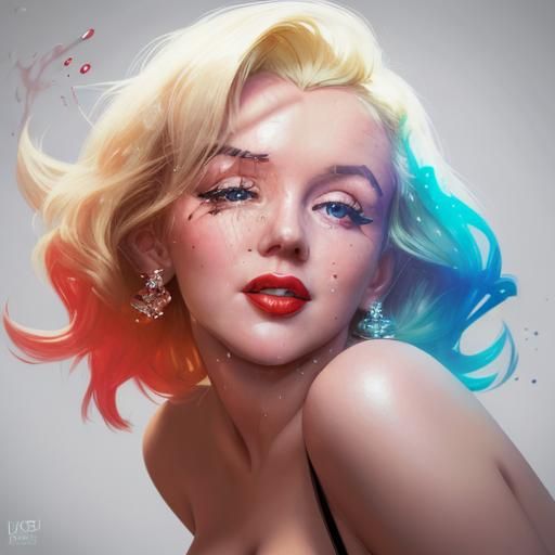 Hyperrealistic Marilyn Monroe Portrait in Splash Art Style