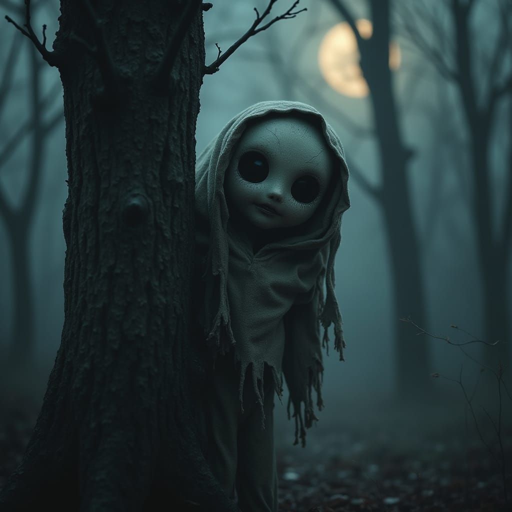 Eerie Voodoo Doll in Mystical Forest