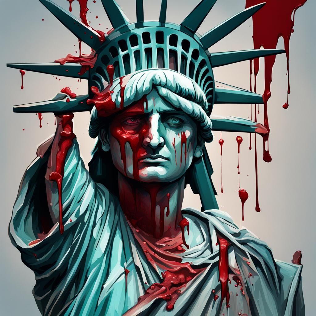 Statue of Liberty Cries for Gaza: Hyperrealistic Art