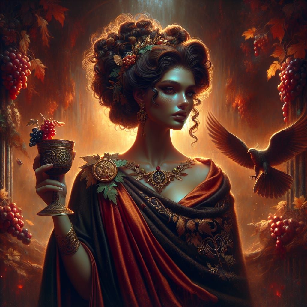 Dark Fantasy Etruscan Earth Mother Goddess Goddess of Wine a...