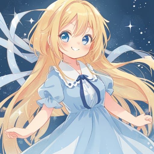 Cute Anime Girl with Blonde Hair and Blue Eyes