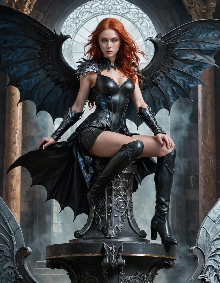 Winged Woman with Silver Blade Fantasy Art