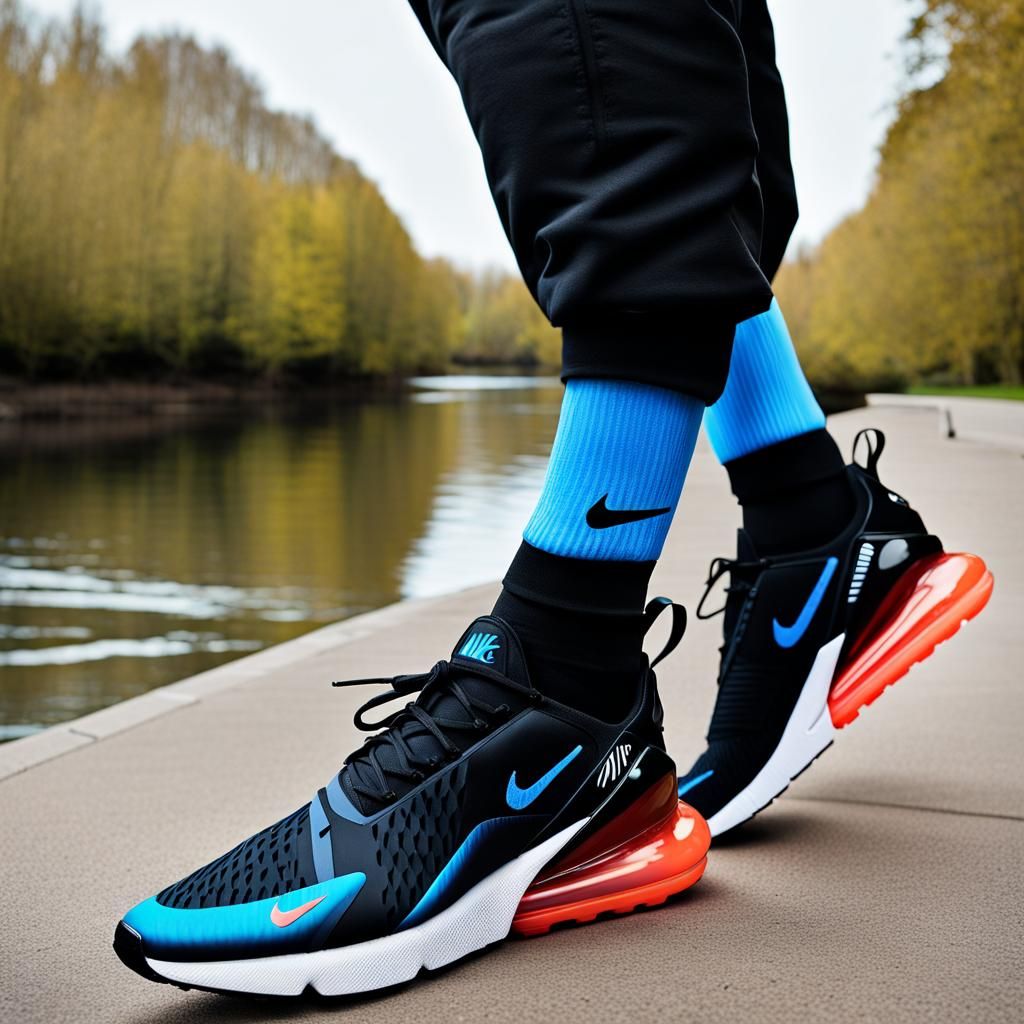 Man in Hoodie and Nike Shoes by River