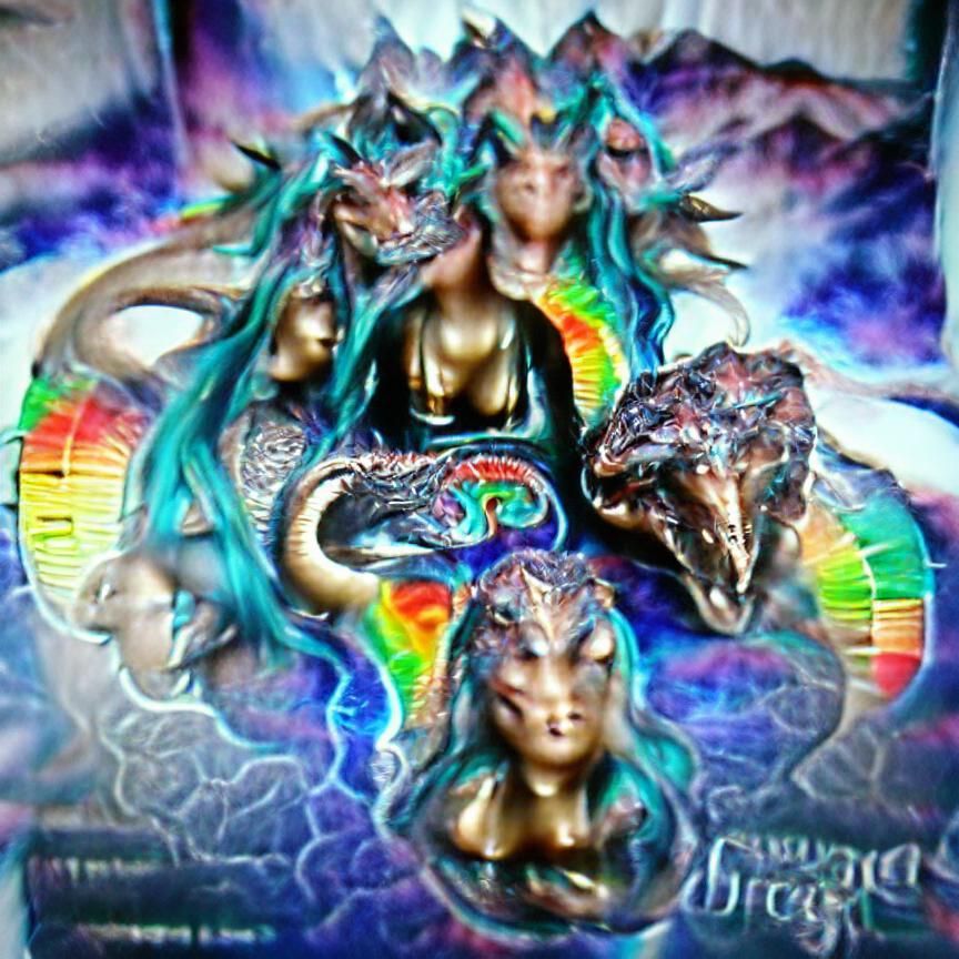Iridescent Multi-Headed Dragon Goddess of Chaos