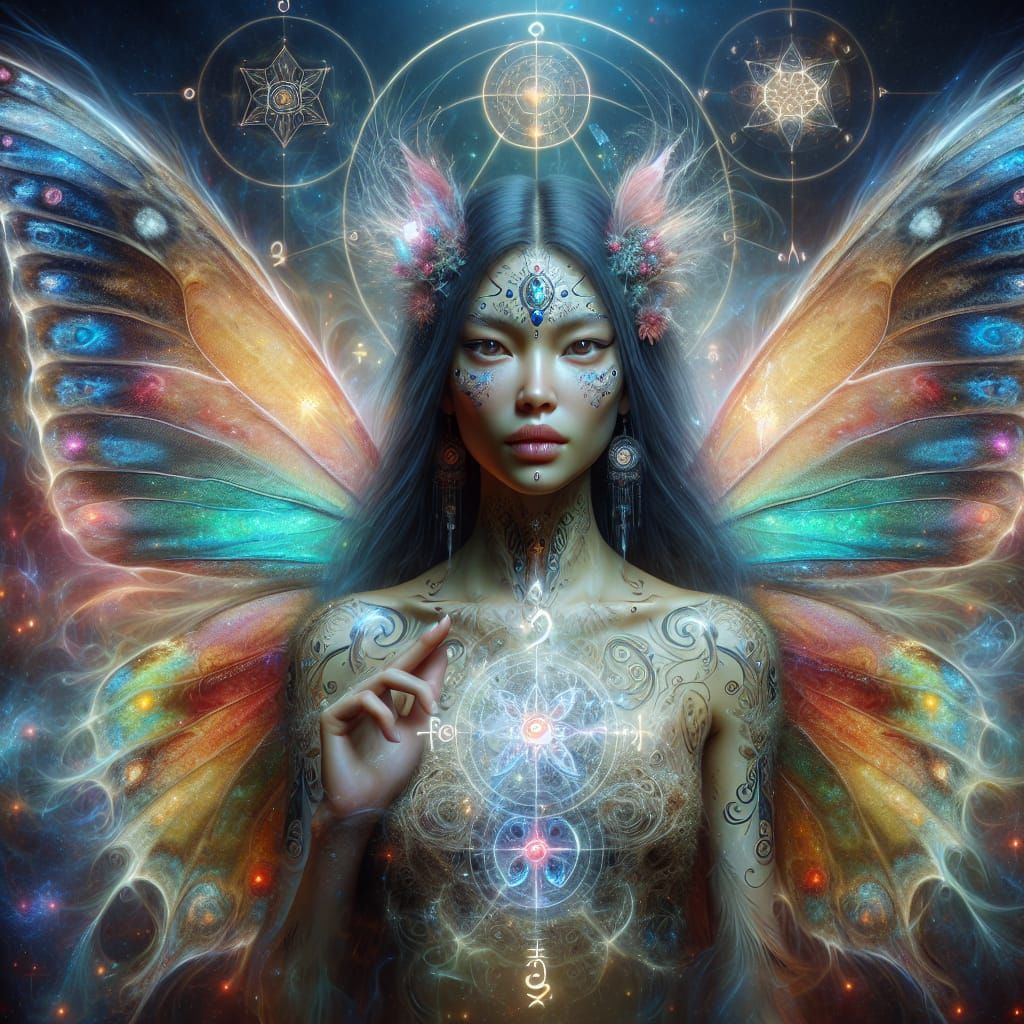 a hyperrealistic portrait of an astral female fairy, beautif...