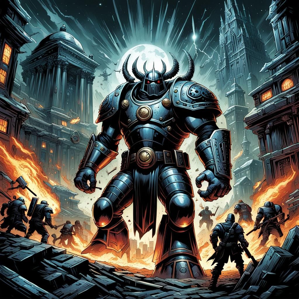 Armored Knight in Comic Book Style Illustration