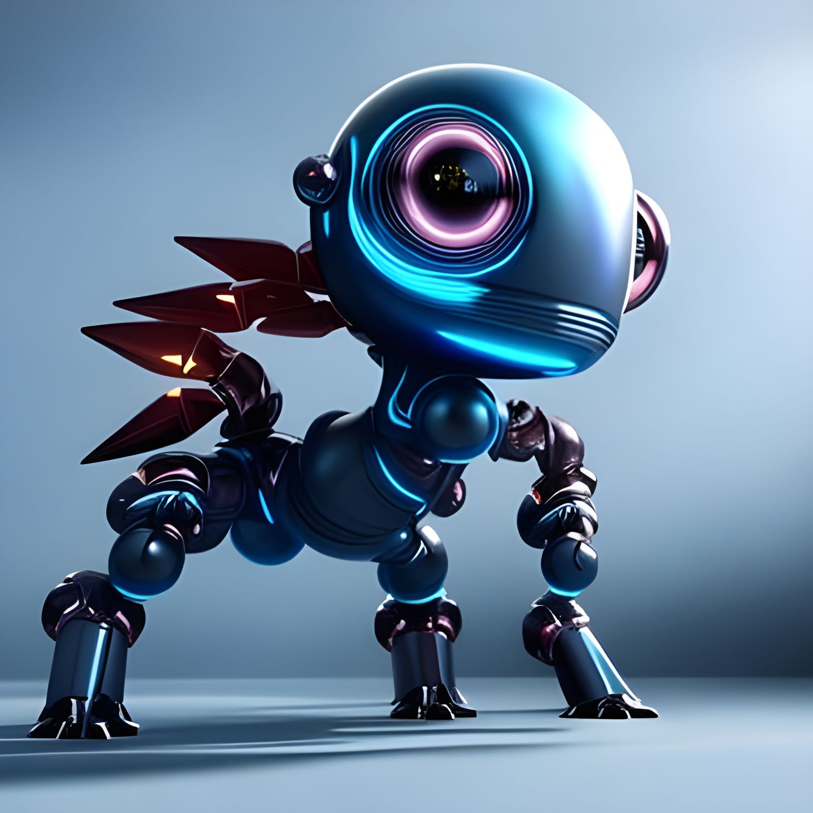 Cute Glass Creature with Intricate Mech Details