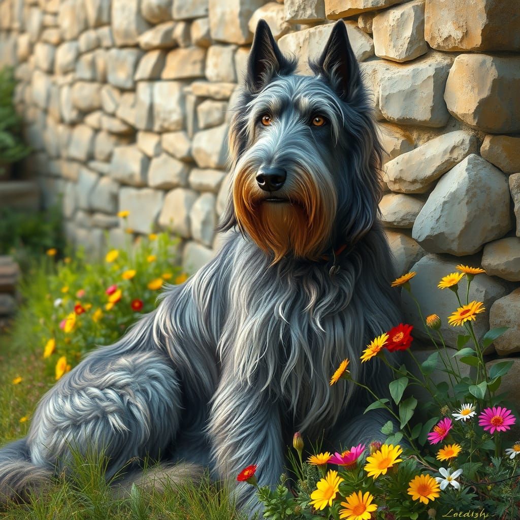 Regal Irish Wolfhound by Weathered River Wall