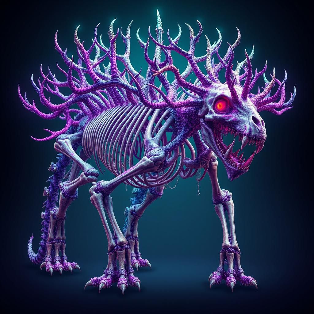 Prehistoric Skeletal Monster with Ethereal Glow