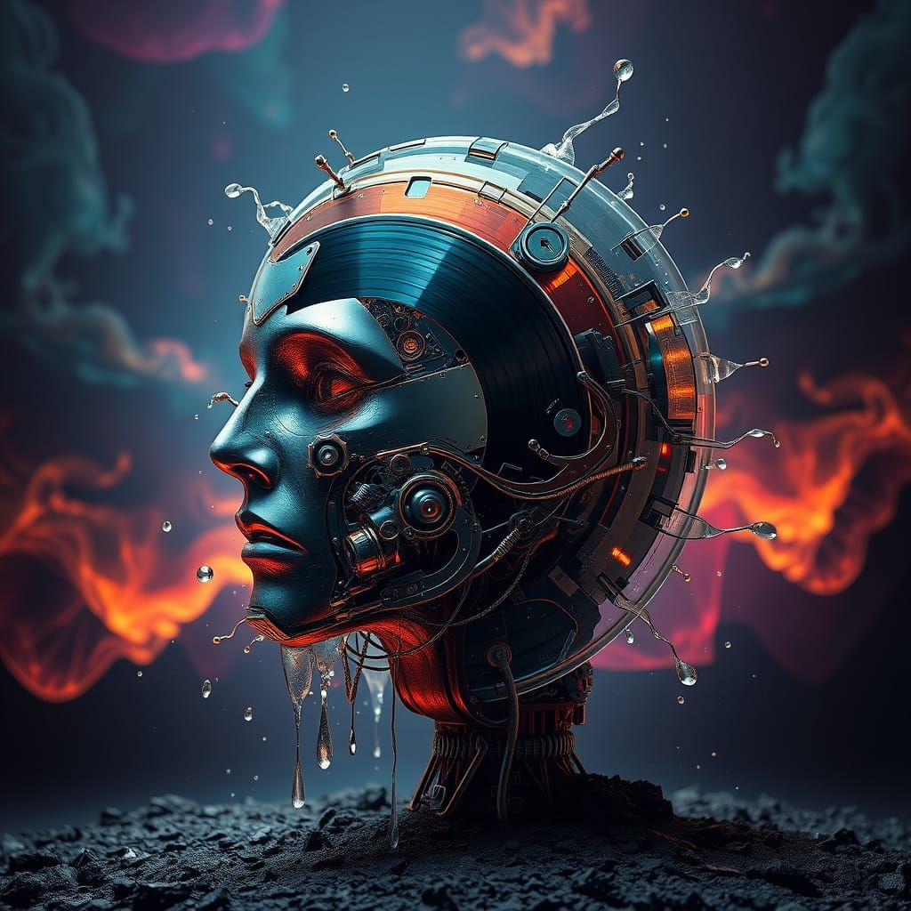 Transparent Vinyl Record Portrait with Mech Details