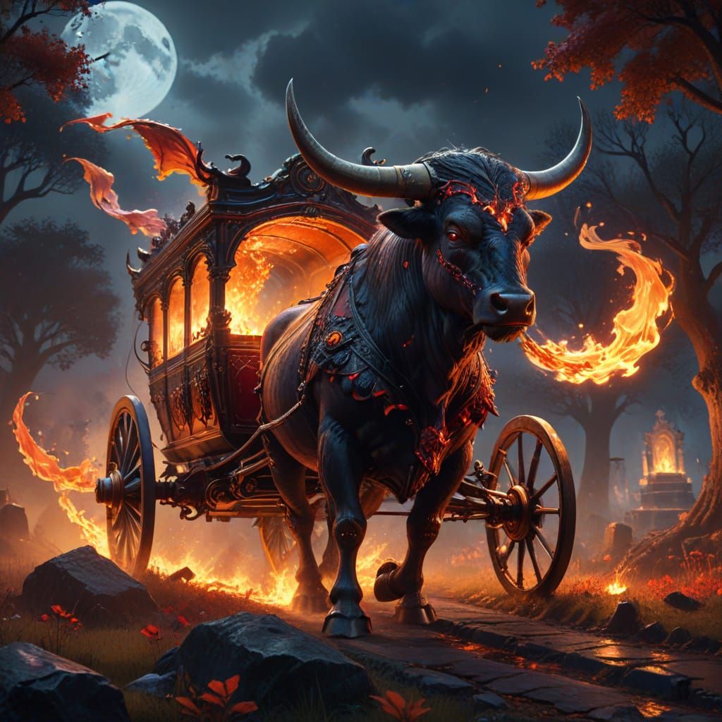 bull pull a  carriage