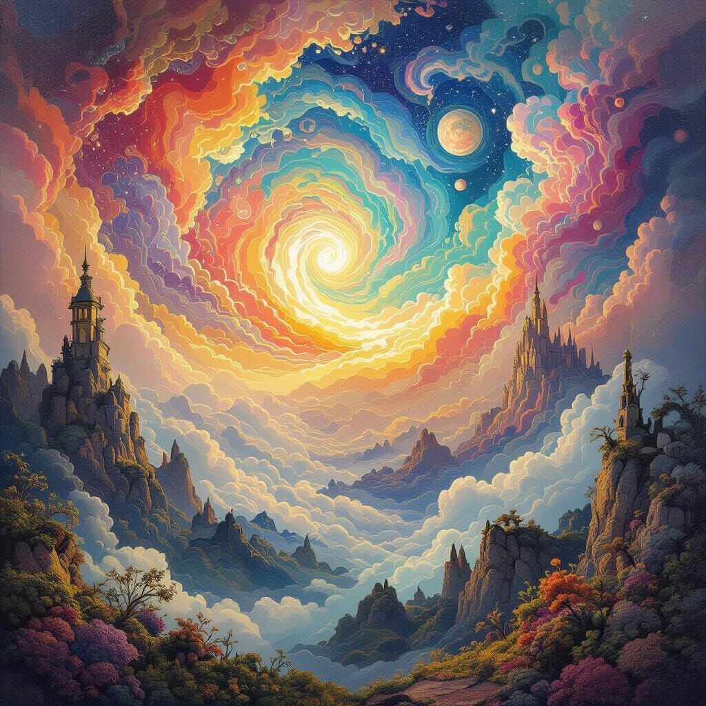 Vibrant Dreamscapes in a Surrealist Style