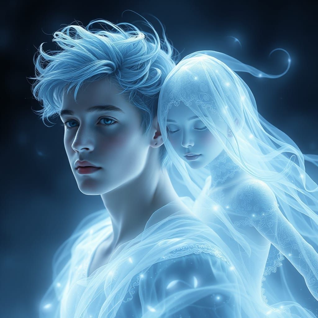 Ethereal Ghostly Portrait in Translucent Fantasy Style