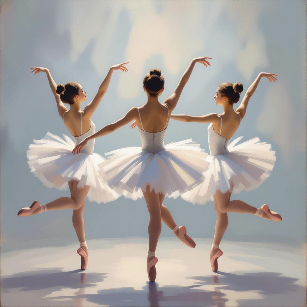 Ballet Dancers Leap Gracefully on Ethereal Stage