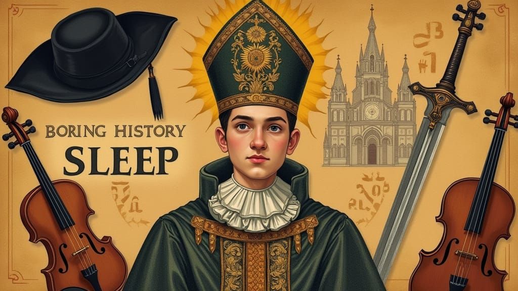 Ornate Bishop Surrounded by Vintage Elements