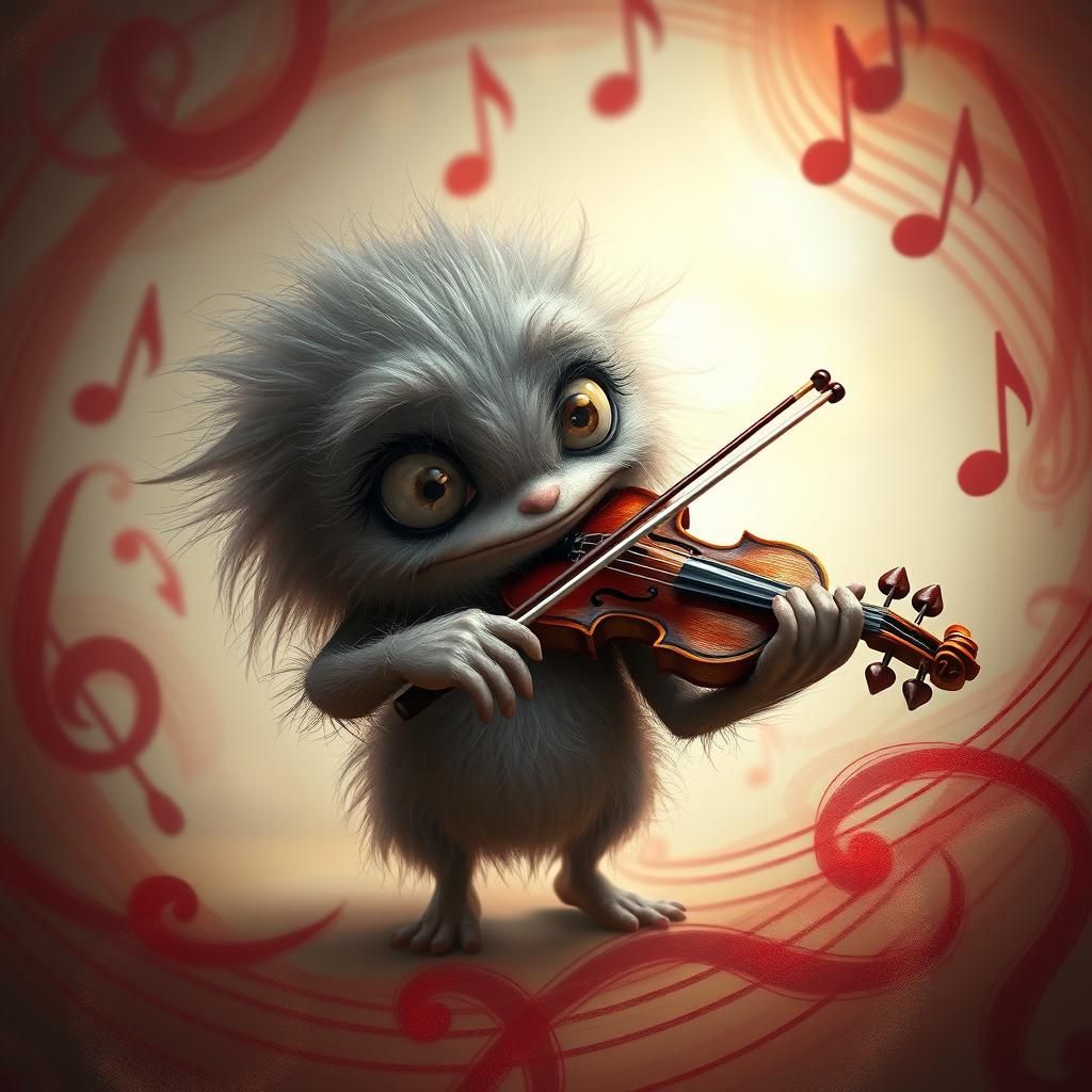Fluffy Monster Plays Violin in Dreamlike Pop Surrealism