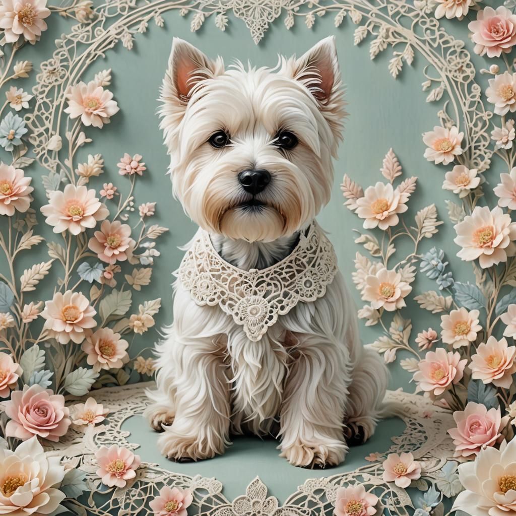 West Highland Terrier in Dreamlike Pastel Art