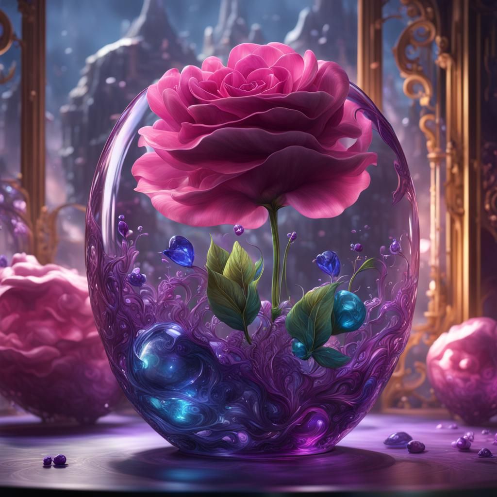 Glass Eony with Blue Heart: Surreal Fantasy Art