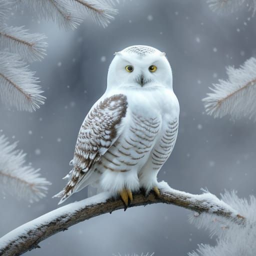 Enchanting Crystal Snowy Owl in Whimsical Fantasy Style