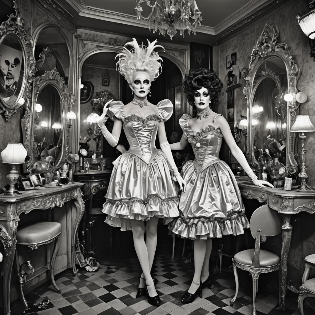 Extravagant Drag Queen Couture in Chromolithography Style