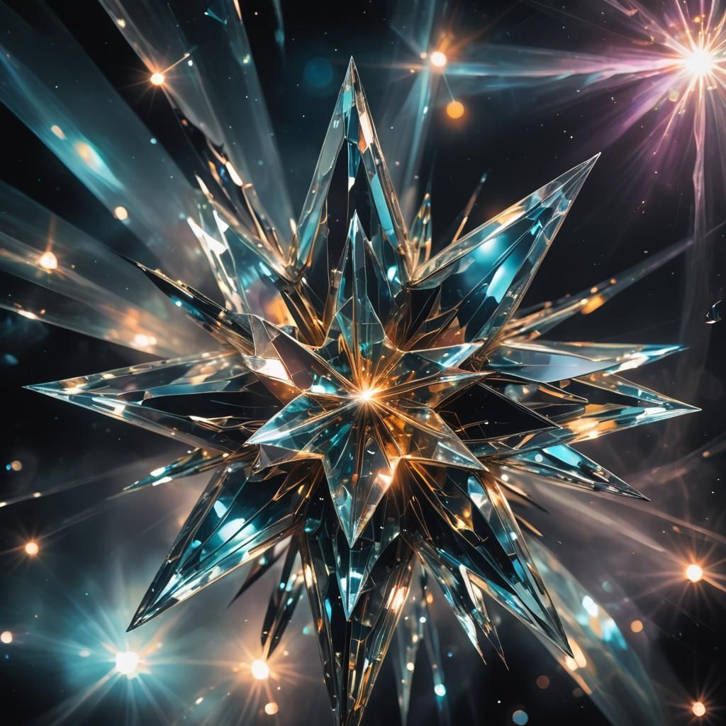 Glowing Crystal Star in Surrealist Style