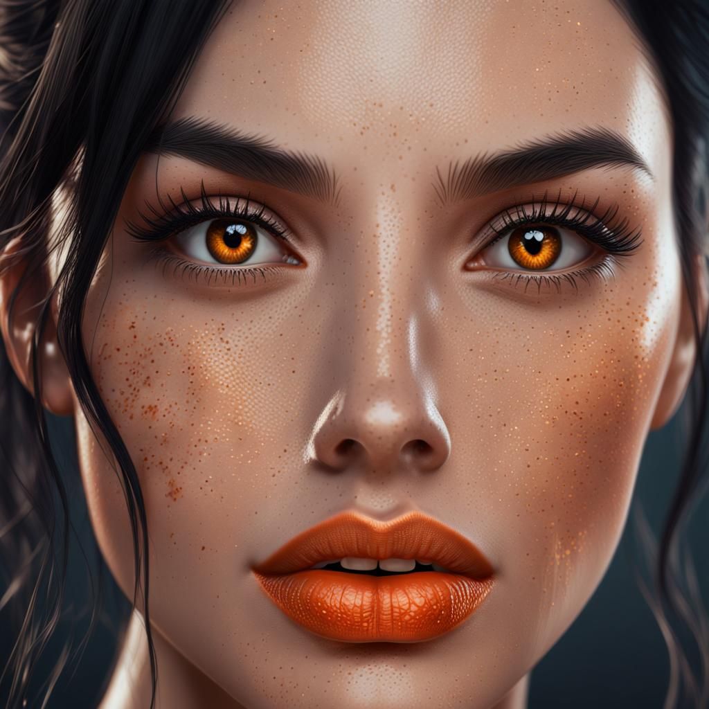 American Woman Portrait: Detailed Matte Painting in Deep Col...