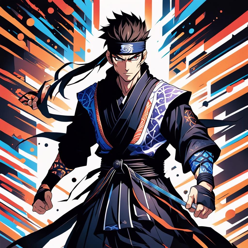 Anime Jujutsu Sorcerer in Ninja Outfit