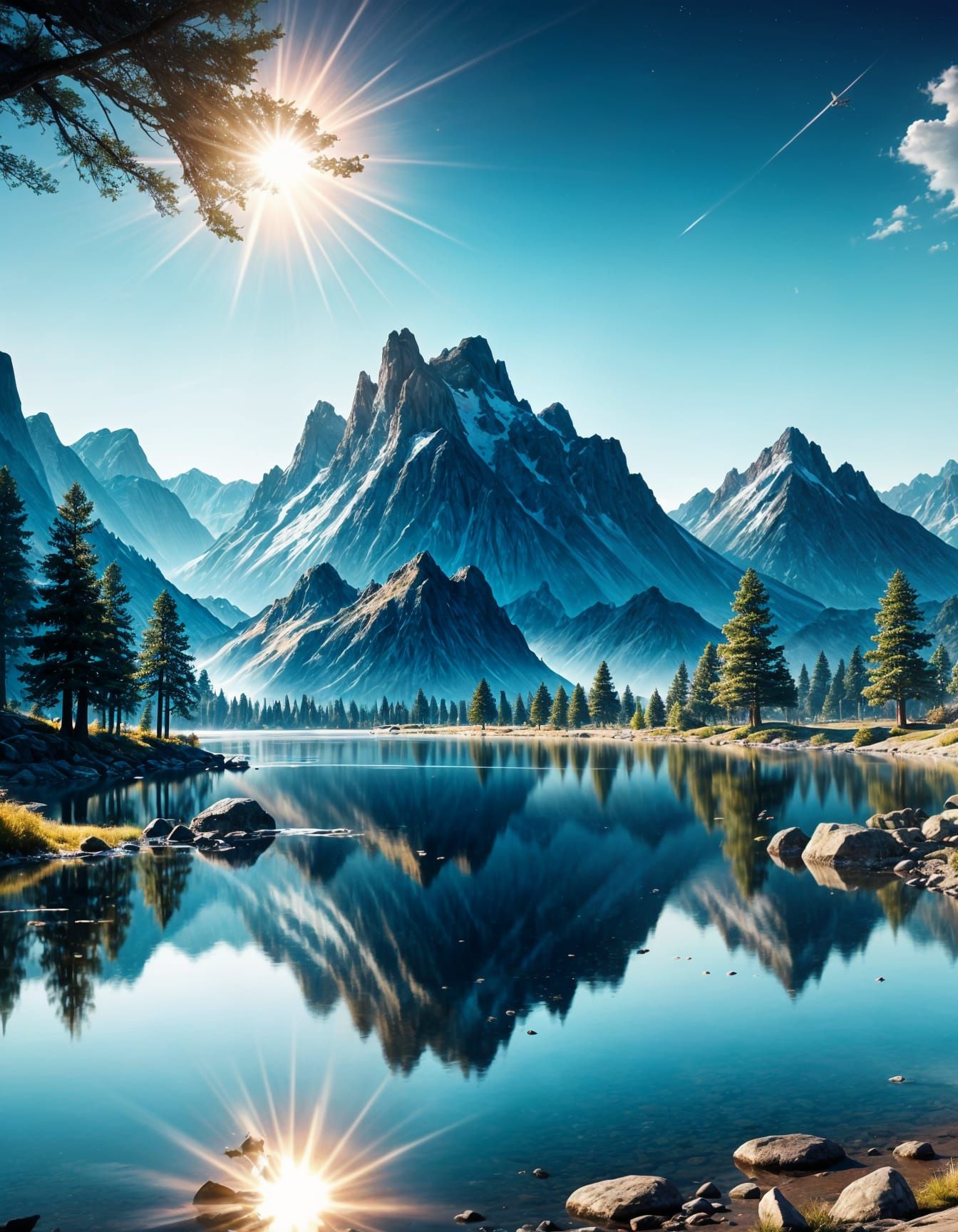 Surreal Cinematic Reflections in 4K Watercolor Style