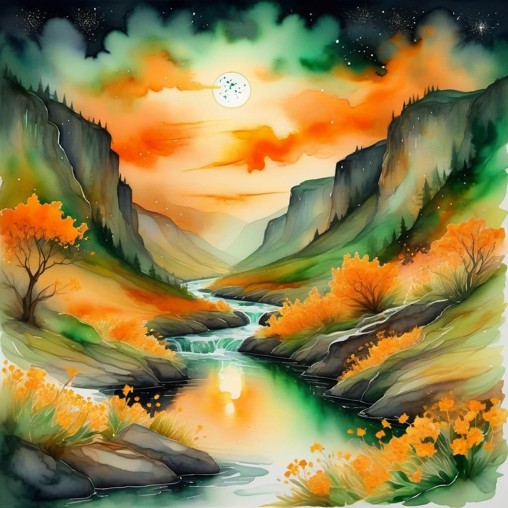 Orange Gorge: A Mysterious Night Landscape