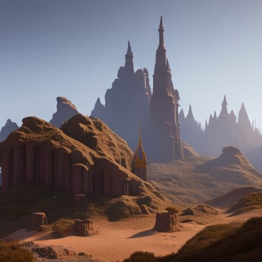 Fantastical Kingdom: Detailed Matte Painting in Deep Color