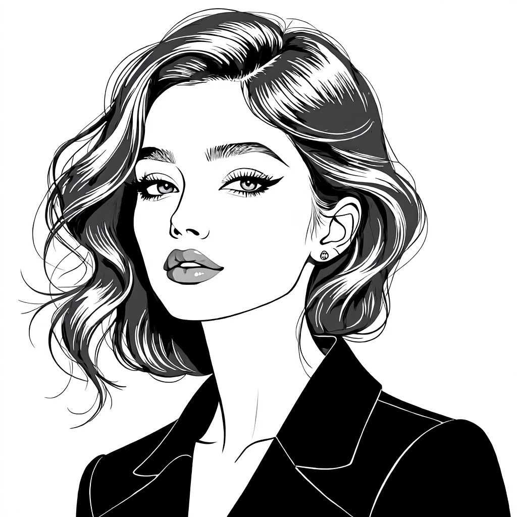 Elegant One Line Art: Woman's Face Contour